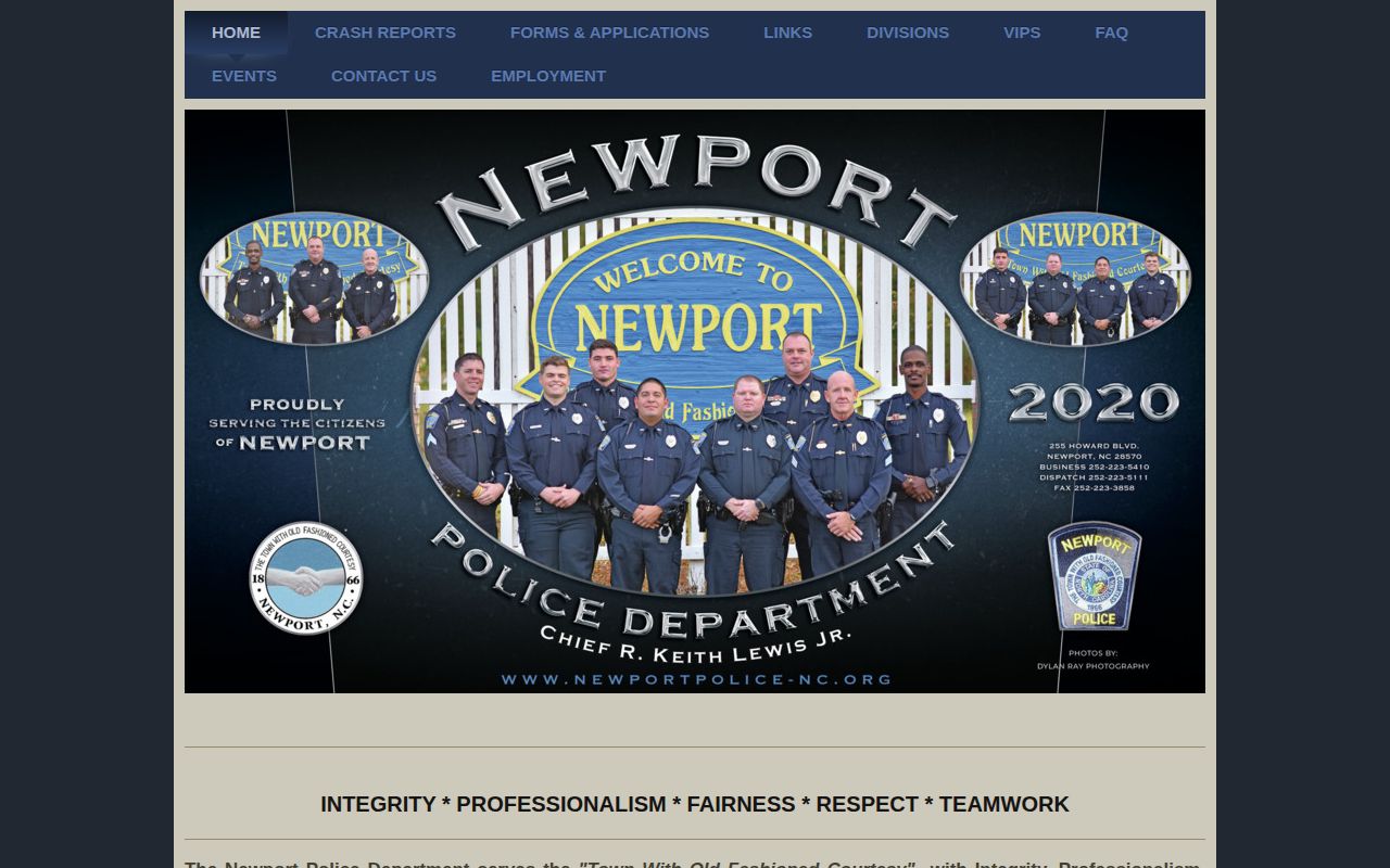 Official Newport Police Department website and contact information