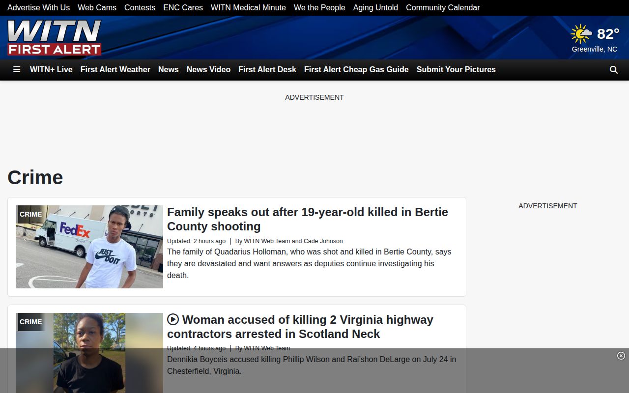 WITN regional crime news page